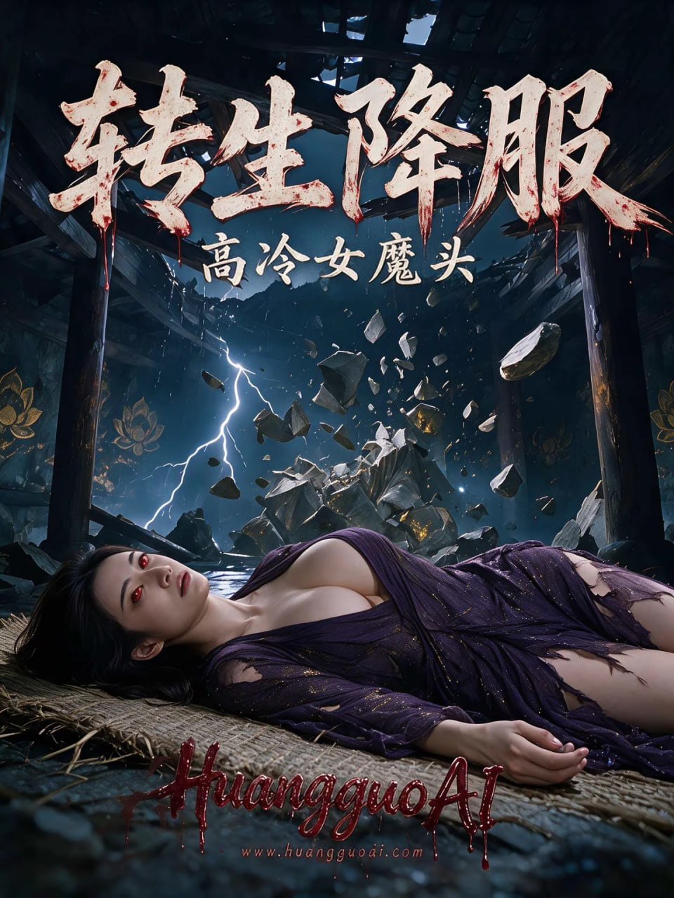 AI成人短剧 转生降服高冷女魔头 第1集 雨夜破庙中落魄男子强行占有昏迷女魔头
