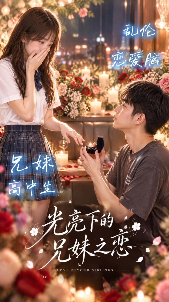 AI成人短剧 光亮下的兄妹之恋 1-4 兄妹深夜共看恐怖片引发禁忌肉欲纠缠