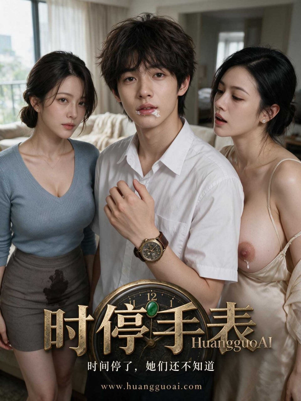 AI成人短剧 时停手表 第5集 超强能力的时间暂停手表引发肉欲交合